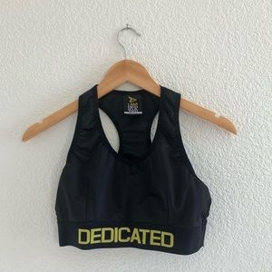 Dedicated | Black logo sports athletic gym bra women’s size small